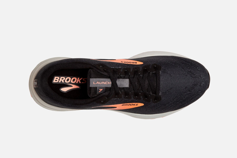 Brooks Running Shoes - Launch 7 Road Womens - Black/Orange - QXS-065231